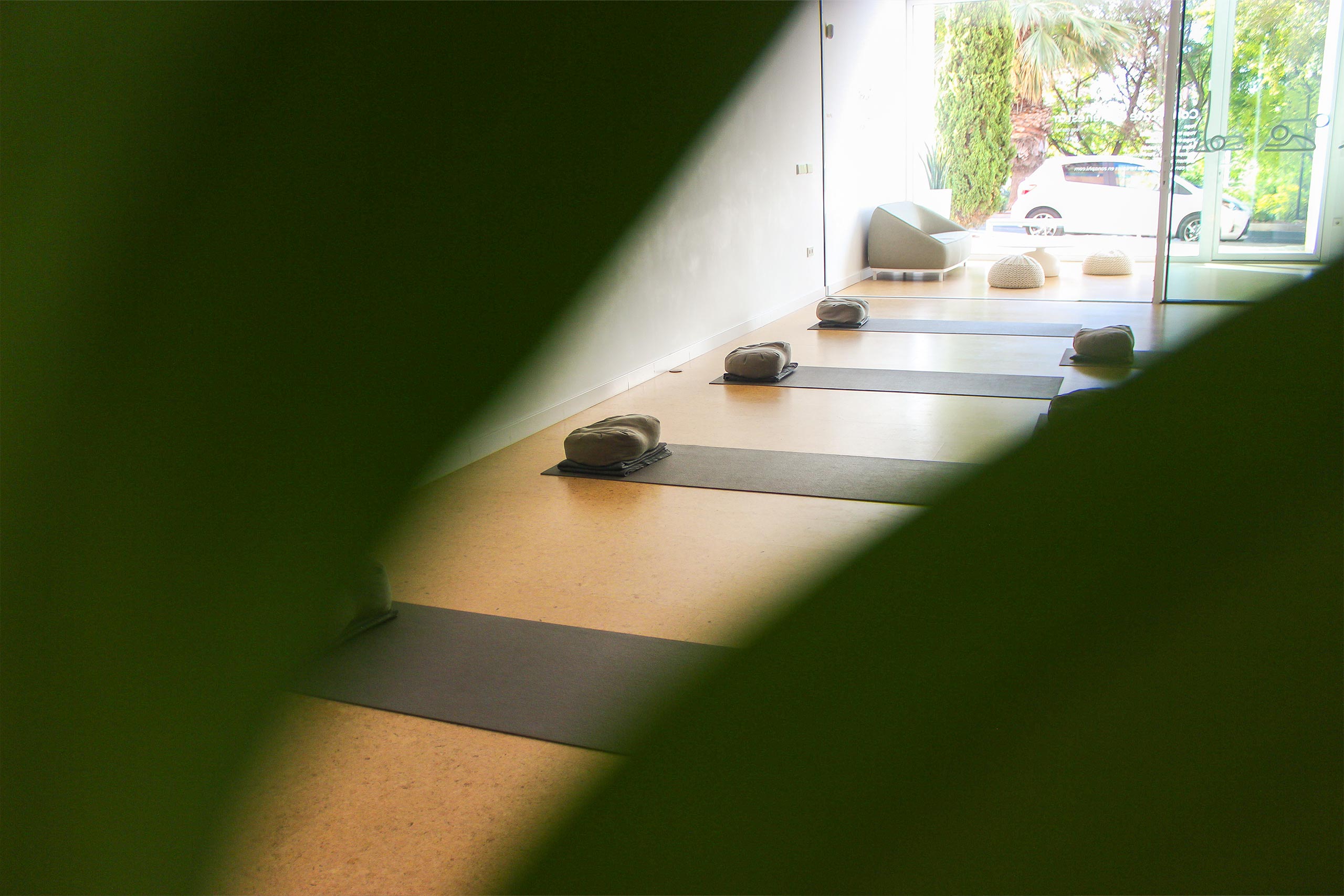 Esterillas para practicar yoga extendidas en la clase de Zona Phi